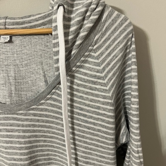 Standard James Perse Striped Hooded Pullover Sweatshirt Size 4/XL - Picture 4 of 9